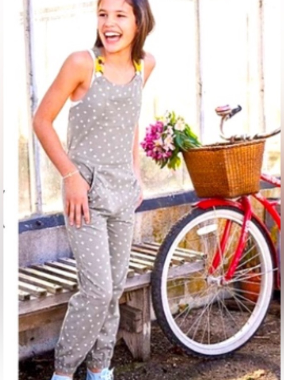 Matilda Jane Stardust Overall Jumpsuit Gray Cross Print S623